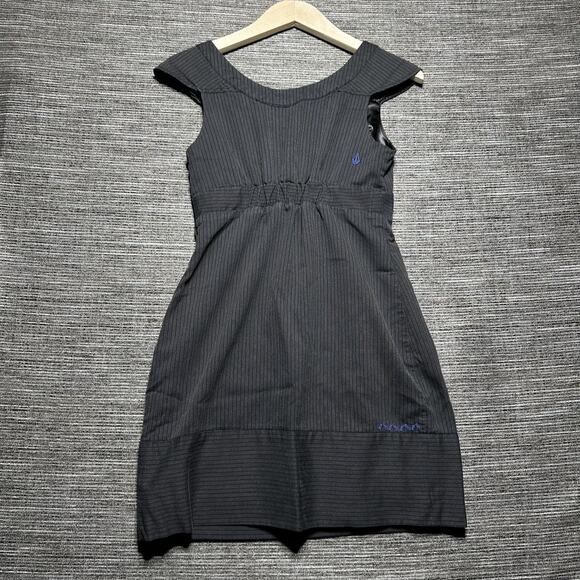 Volcom Dress Women's XS Black Blue Striped Vintage Happy Birthday 8134710 - Picture 11 of 14